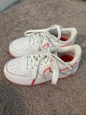 Kids White and Red Athletic Sneakers